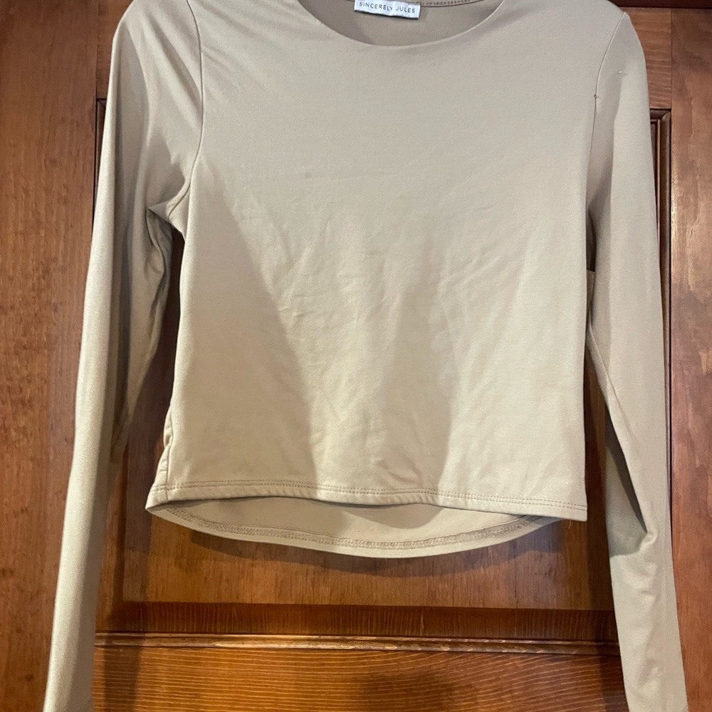 Beige Long Sleeve Top